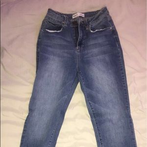 super high narrow waist jeans